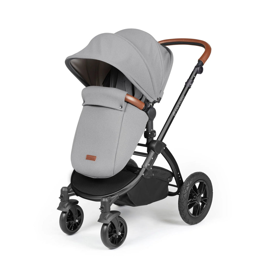 Ickle Bubba Stomp Luxe All in One Premium Travel System with ISOFIX Base - Pearl Grey Black/Tan