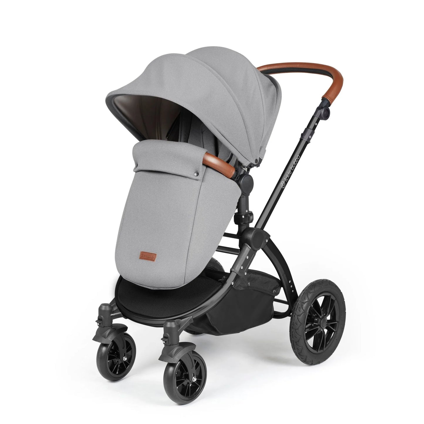 Ickle Bubba Stomp Luxe 12 Piece Cirrus Travel System + Isofix Base - Pearl Grey/Black/Tan