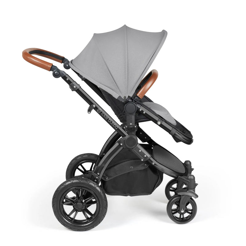 Ickle Bubba Stomp Luxe 12 Piece Cirrus Travel System + Isofix Base - Pearl Grey/Black/Tan