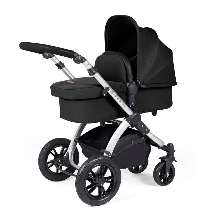 Ickle Bubba Stomp Luxe All in One Premium Travel System with ISOFIX Base - Midnight Chrome/Black