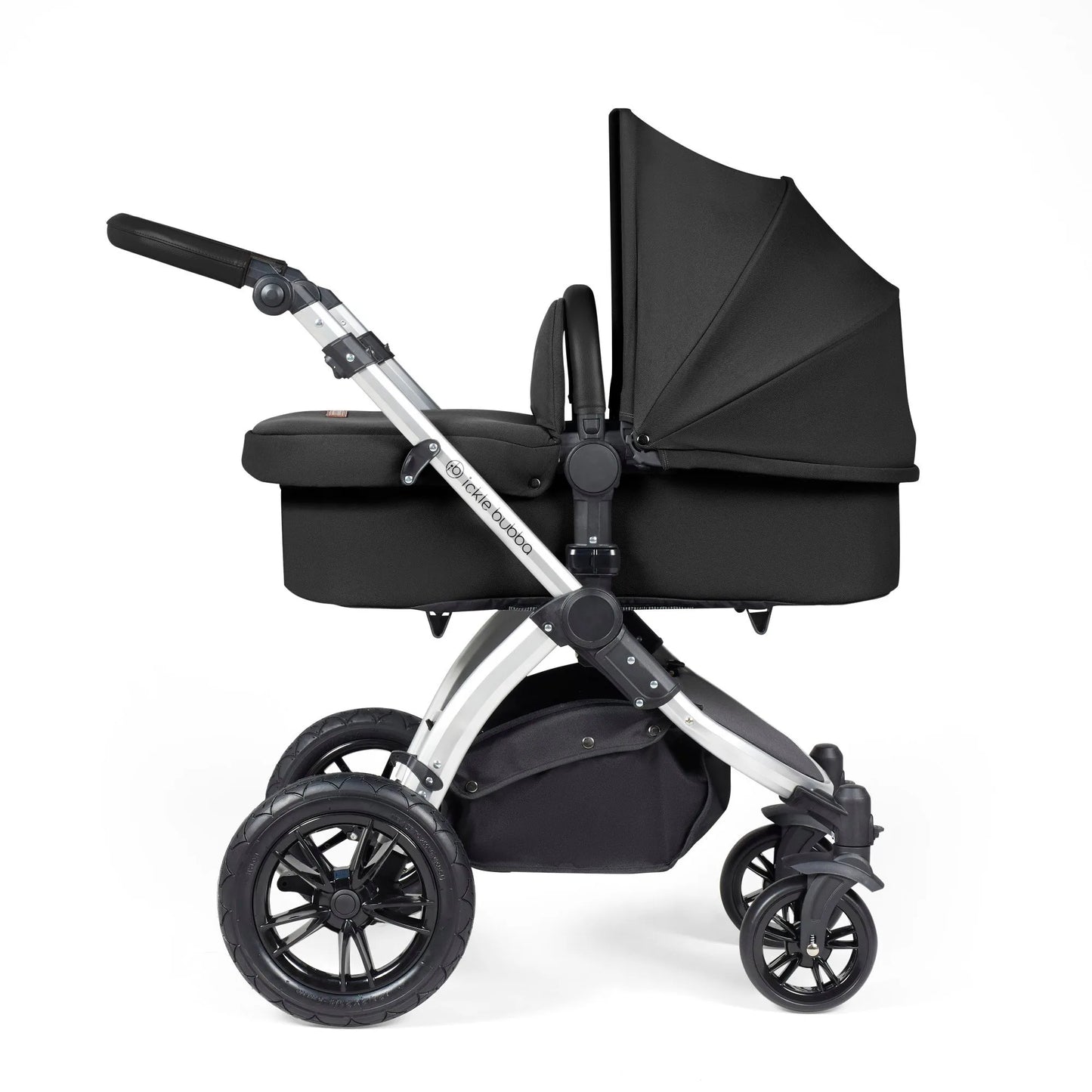 Ickle Bubba Stomp Luxe 12 Piece Cirrus Travel System + Isofix Base - Midnight/Silver/Black