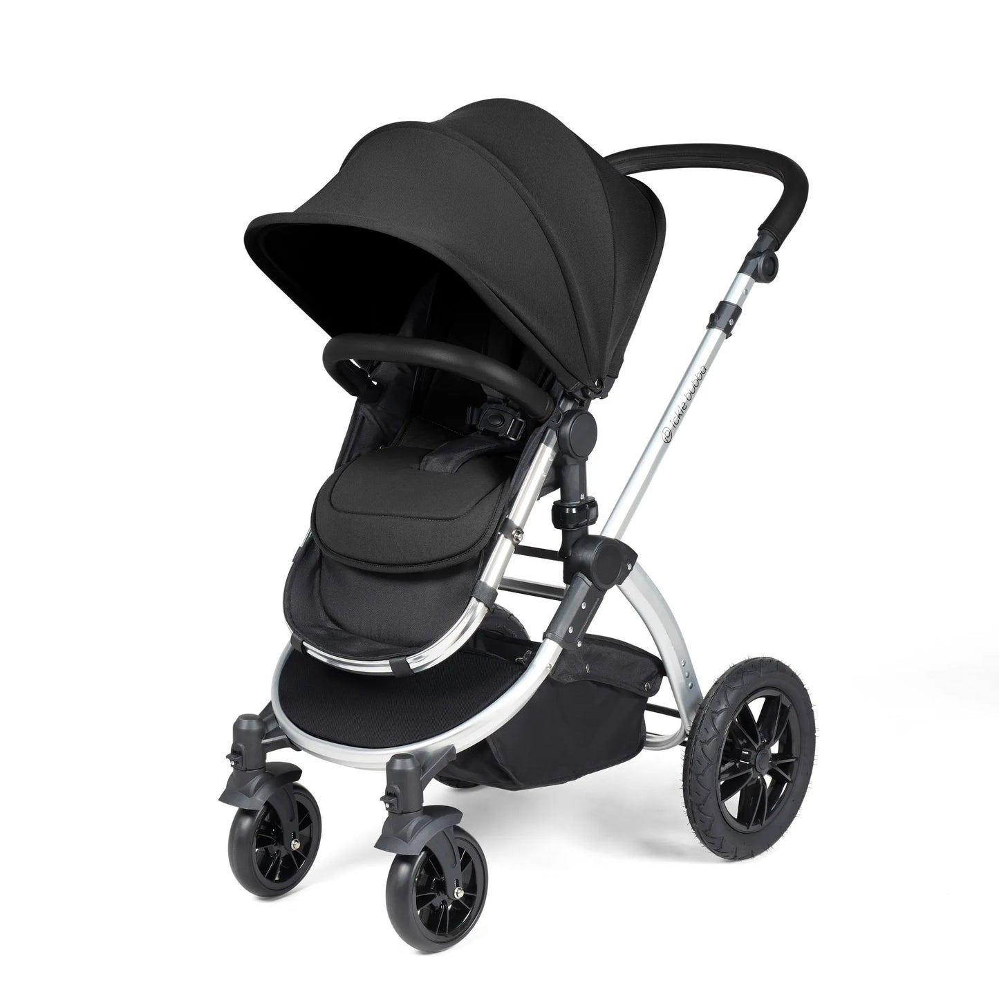 Ickle Bubba Stomp Luxe 12 Piece Cirrus Travel System + Isofix Base - Midnight/Silver/Black
