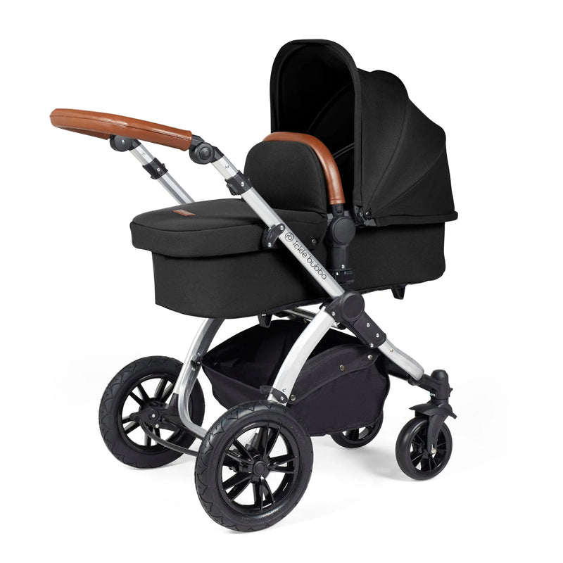 Ickle Bubba Stomp Luxe 12 Piece Cirrus Travel System + Isofix Base - Silver/Midnight/Tan