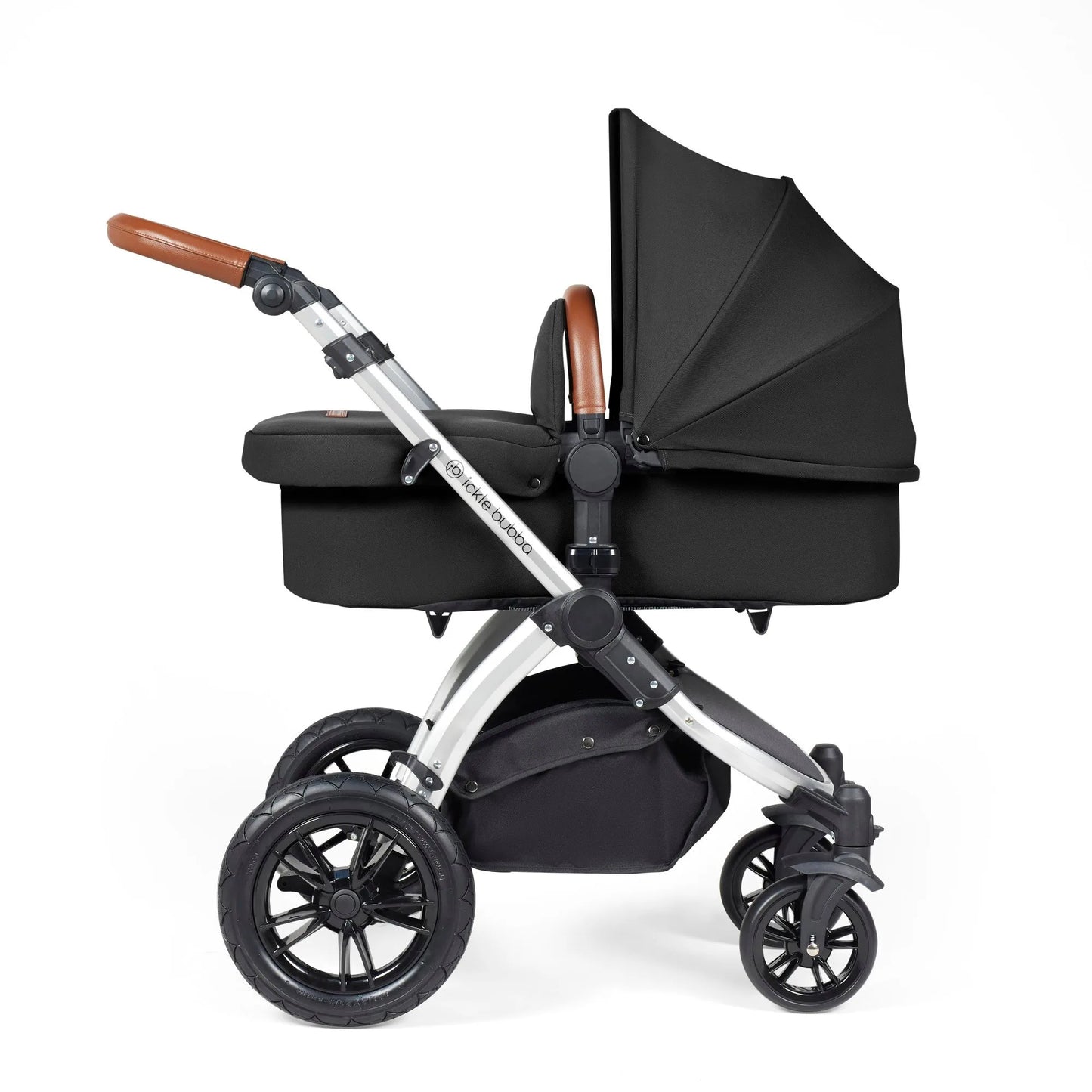 Ickle Bubba Stomp Luxe 12 Piece Cirrus Travel System + Isofix Base - Silver/Midnight/Tan