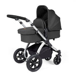 Ickle Bubba Stomp Luxe 12 Piece Cirrus Travel System + Isofix Base - Charcoal Grey/Silver/Black