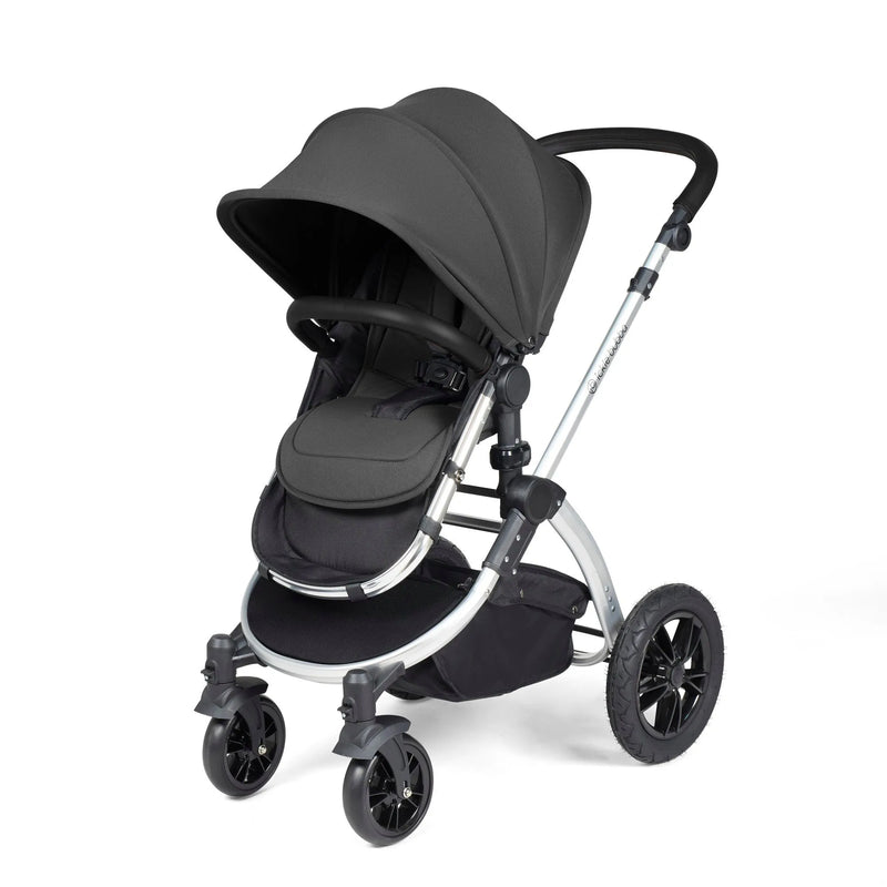 Ickle Bubba Stomp Luxe 12 Piece Cirrus Travel System + Isofix Base - Charcoal Grey/Silver/Black