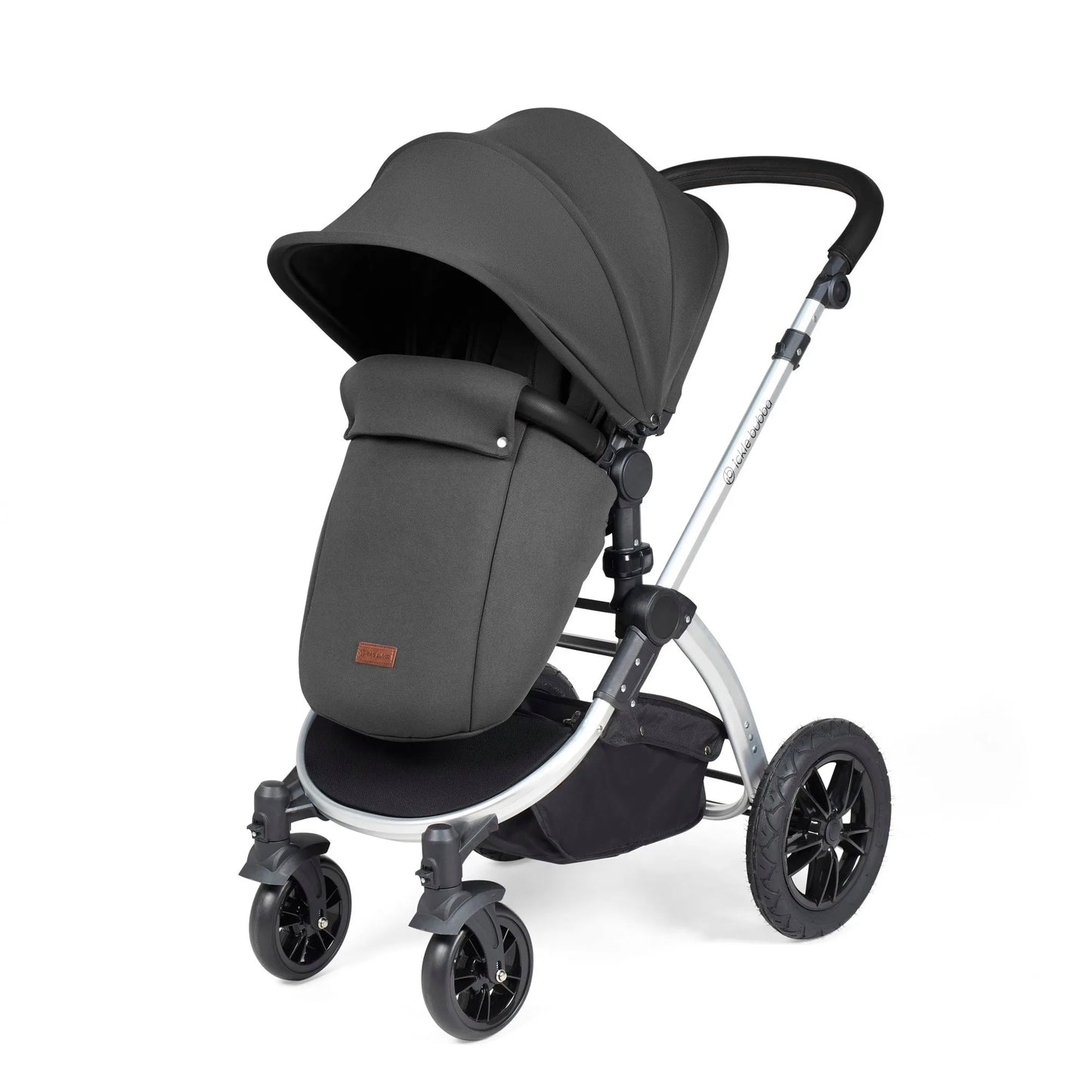 Ickle Bubba Stomp Luxe 12 Piece Cirrus Travel System + Isofix Base - Charcoal Grey/Silver/Black