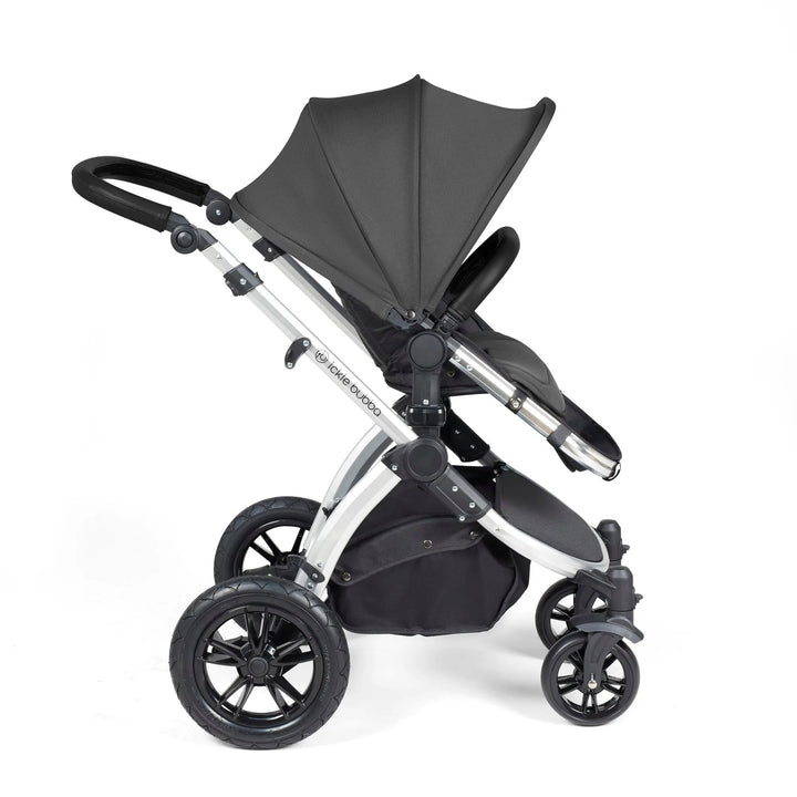 Ickle Bubba Stomp Luxe All in One Premium Travel System with ISOFIX Base - Charcoal Grey Chrome/Black