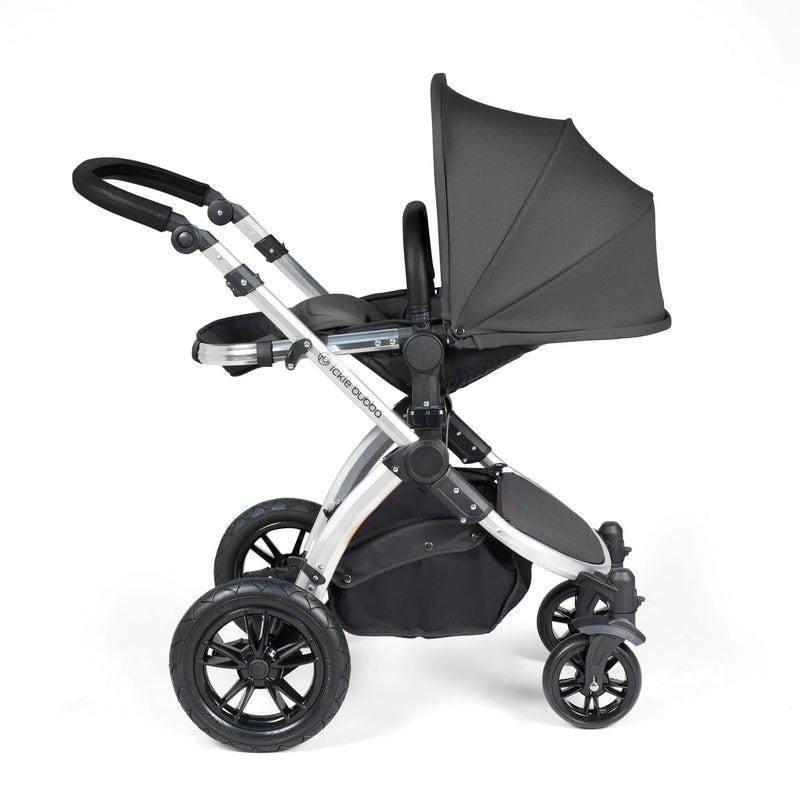 Ickle Bubba Stomp Luxe 12 Piece Cirrus Travel System + Isofix Base - Charcoal Grey/Silver/Black
