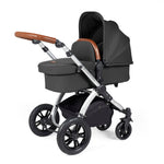 Ickle Bubba Stomp Luxe 12 Piece Cirrus Travel System + Isofix Base - Charcoal Grey/Silver/Tan