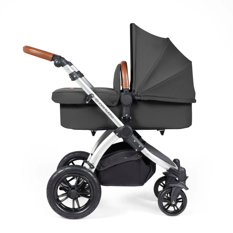 Ickle Bubba Stomp Luxe 12 Piece Cirrus Travel System + Isofix Base - Charcoal Grey/Silver/Tan