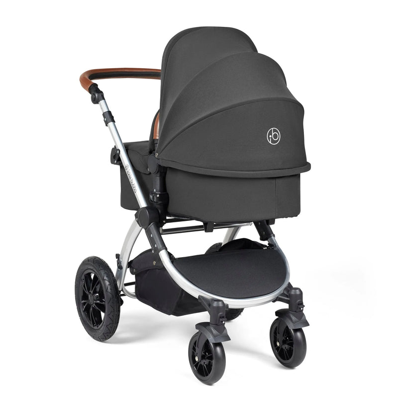 Ickle Bubba Stomp Luxe 12 Piece Cirrus Travel System + Isofix Base - Charcoal Grey/Silver/Tan