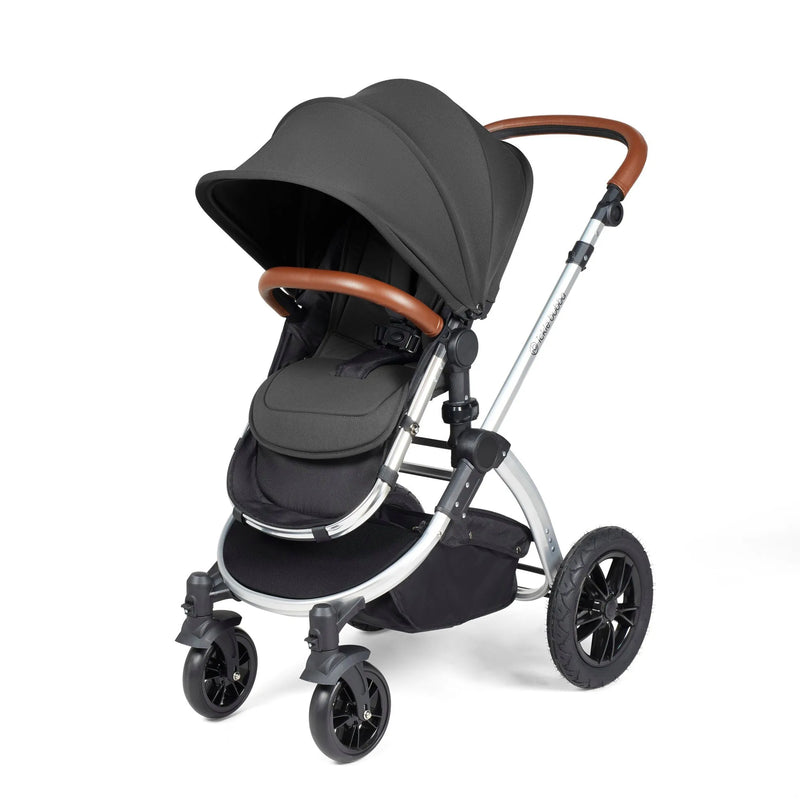 Ickle Bubba Stomp Luxe 12 Piece Cirrus Travel System + Isofix Base - Charcoal Grey/Silver/Tan