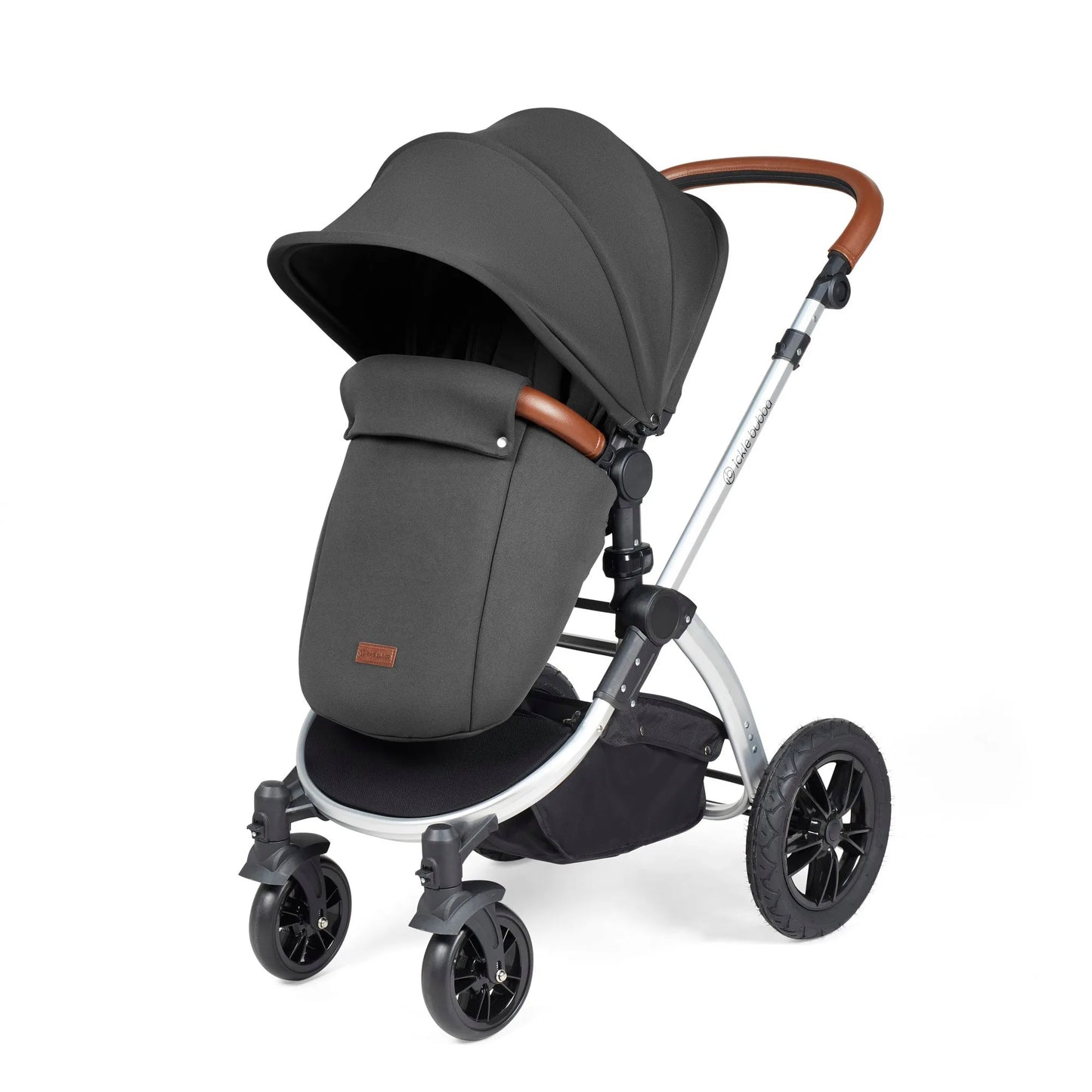 Ickle Bubba Stomp Luxe 12 Piece Cirrus Travel System + Isofix Base - Charcoal Grey/Silver/Tan