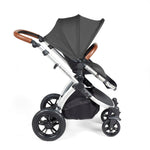 Ickle Bubba Stomp Luxe 12 Piece Cirrus Travel System + Isofix Base - Charcoal Grey/Silver/Tan