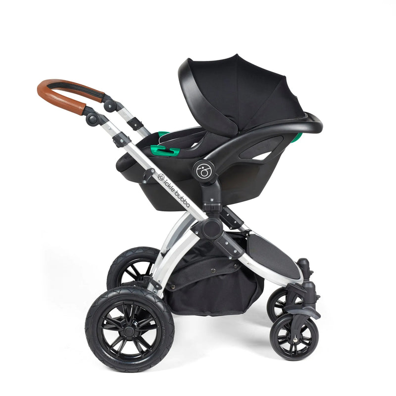 Ickle Bubba Stomp Luxe 12 Piece Cirrus Travel System + Isofix Base - Charcoal Grey/Silver/Tan