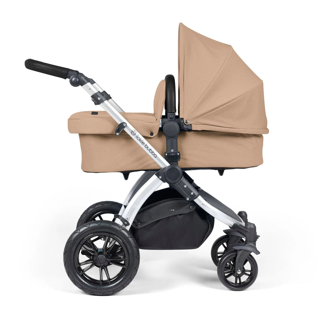 Ickle Bubba Stomp Luxe All in One Premium Travel System with ISOFIX Base - Desert Silver/Black