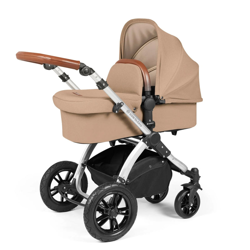 Ickle Bubba Stomp Luxe 12 Piece Cirrus Travel System + Isofix Base - Desert/Silver/Tan