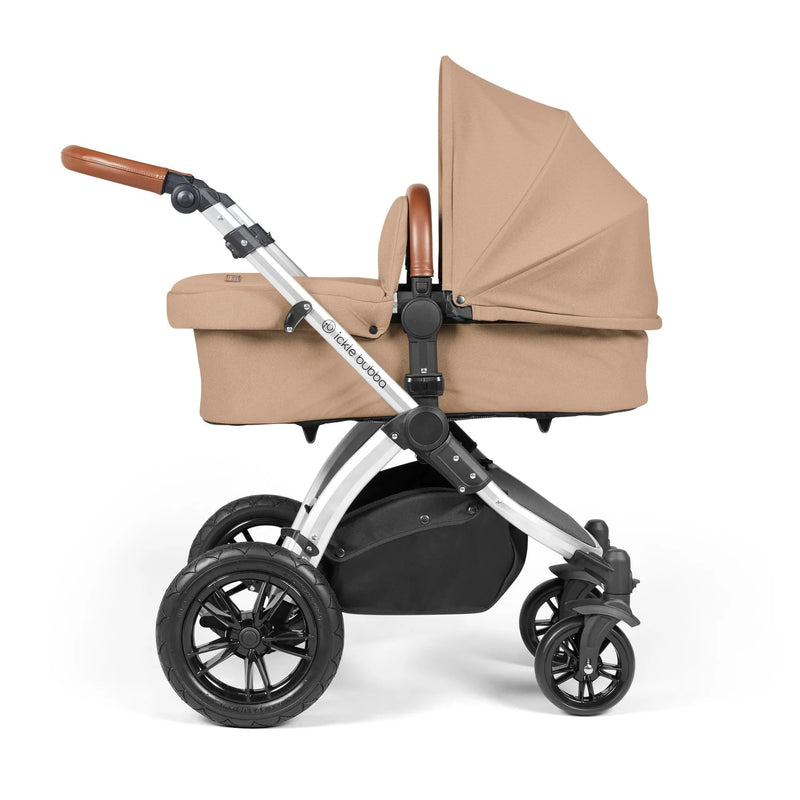 Ickle Bubba Stomp Luxe 12 Piece Cirrus Travel System + Isofix Base - Desert/Silver/Tan