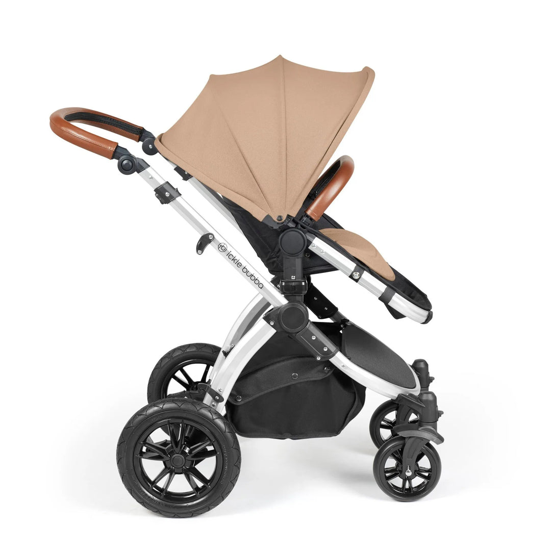 Ickle Bubba Stomp Luxe All in One Premium Travel System with ISOFIX Base - Desert Silver/Tan