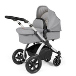 Ickle Bubba Stomp Luxe 12 Piece Cirrus Travel System + Isofix Base - Pearl Grey/Silver/Black