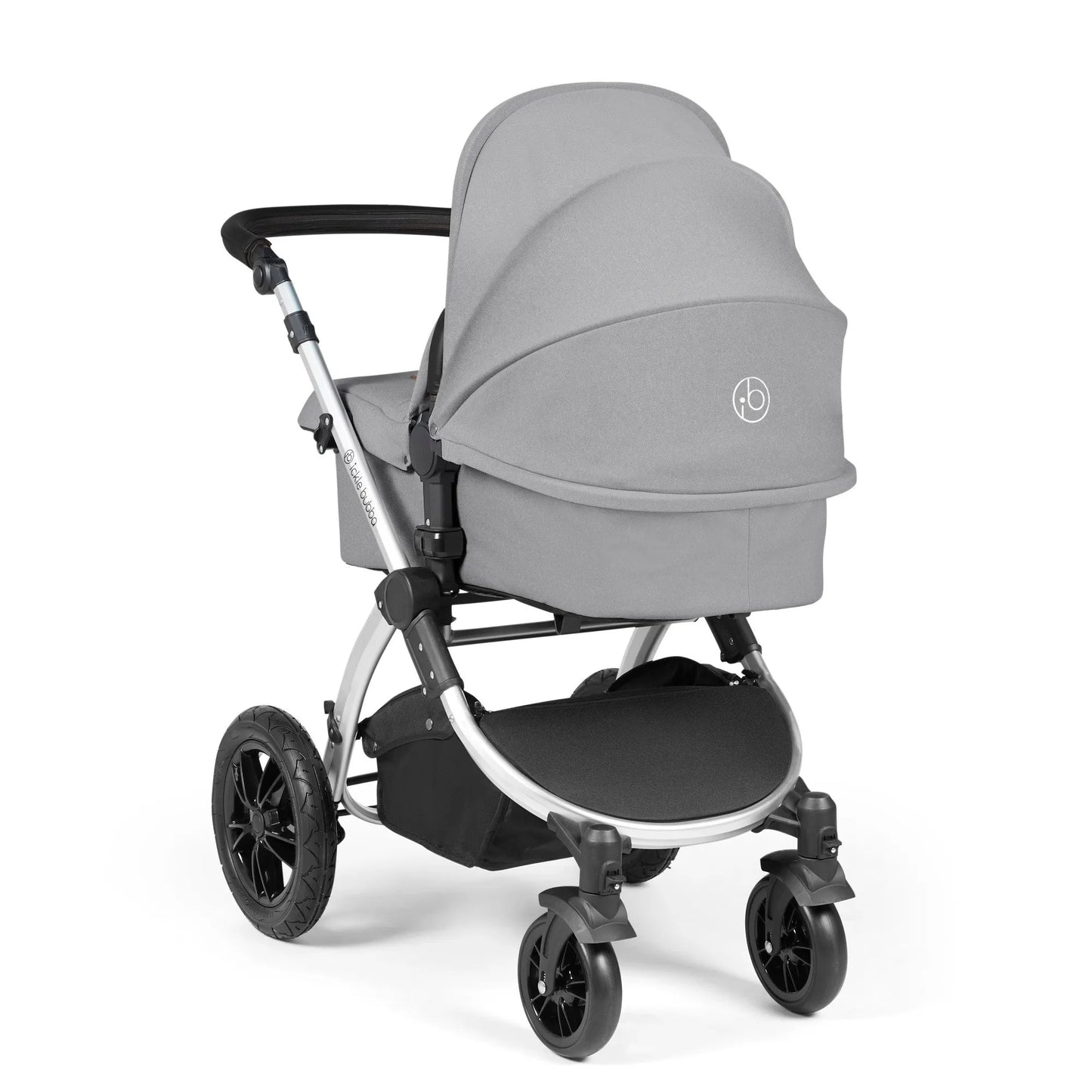 Ickle Bubba Stomp Luxe 12 Piece Cirrus Travel System + Isofix Base - Pearl Grey/Silver/Black