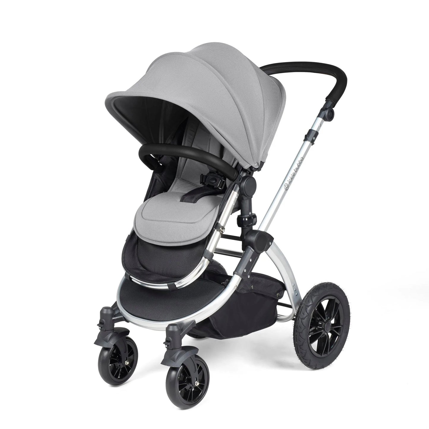 Ickle Bubba Stomp Luxe 12 Piece Cirrus Travel System + Isofix Base - Pearl Grey/Silver/Black