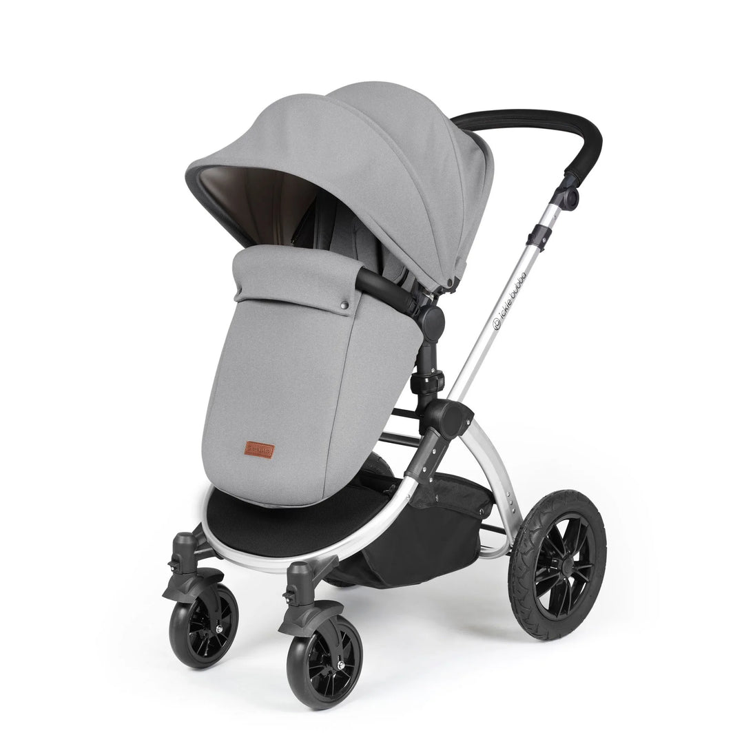 Ickle Bubba Stomp Luxe All in One Premium Travel System with ISOFIX Base - Pearl Grey Silver/Black