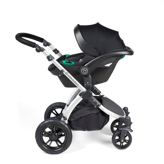 Ickle Bubba Stomp Luxe All in One Premium Travel System with ISOFIX Base - Pearl Grey Silver/Black
