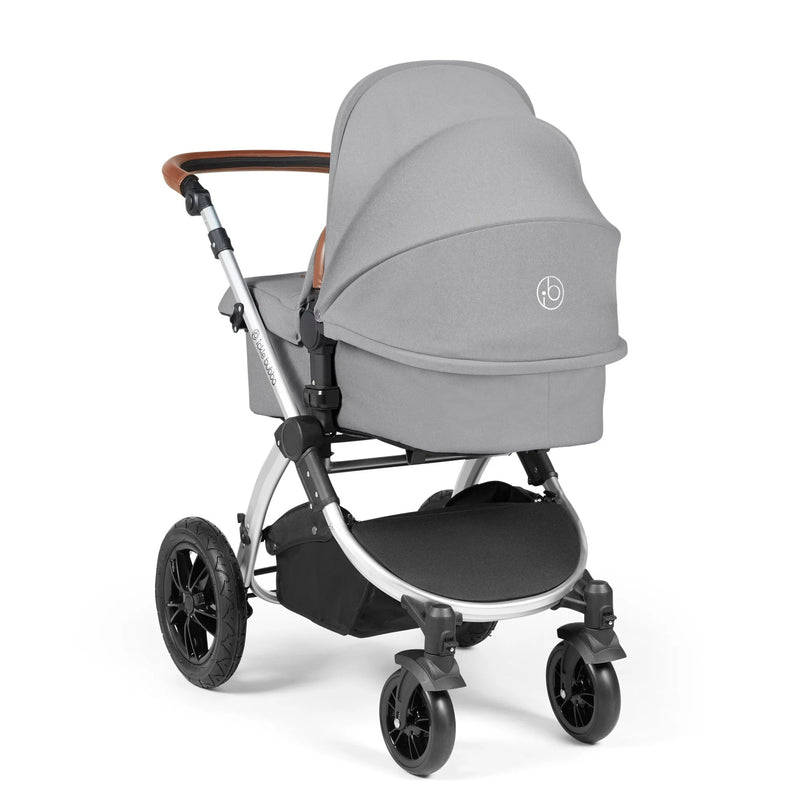 Ickle Bubba Stomp Luxe 12 Piece Cirrus Travel System + Isofix Base - Pearl Grey Silver/Tan