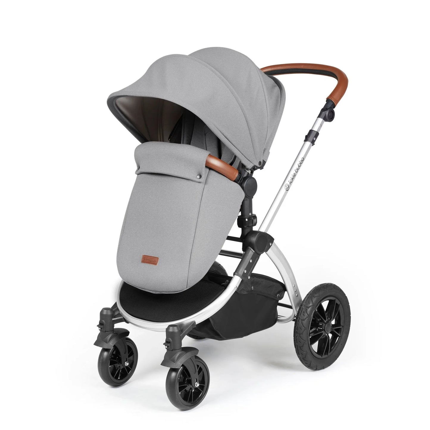 Ickle Bubba Stomp Luxe 12 Piece Cirrus Travel System + Isofix Base - Pearl Grey Silver/Tan