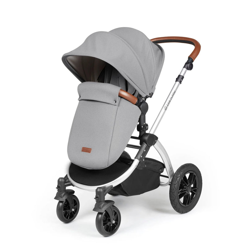 Ickle Bubba Stomp Luxe 12 Piece Cirrus Travel System + Isofix Base - Pearl Grey Silver/Tan