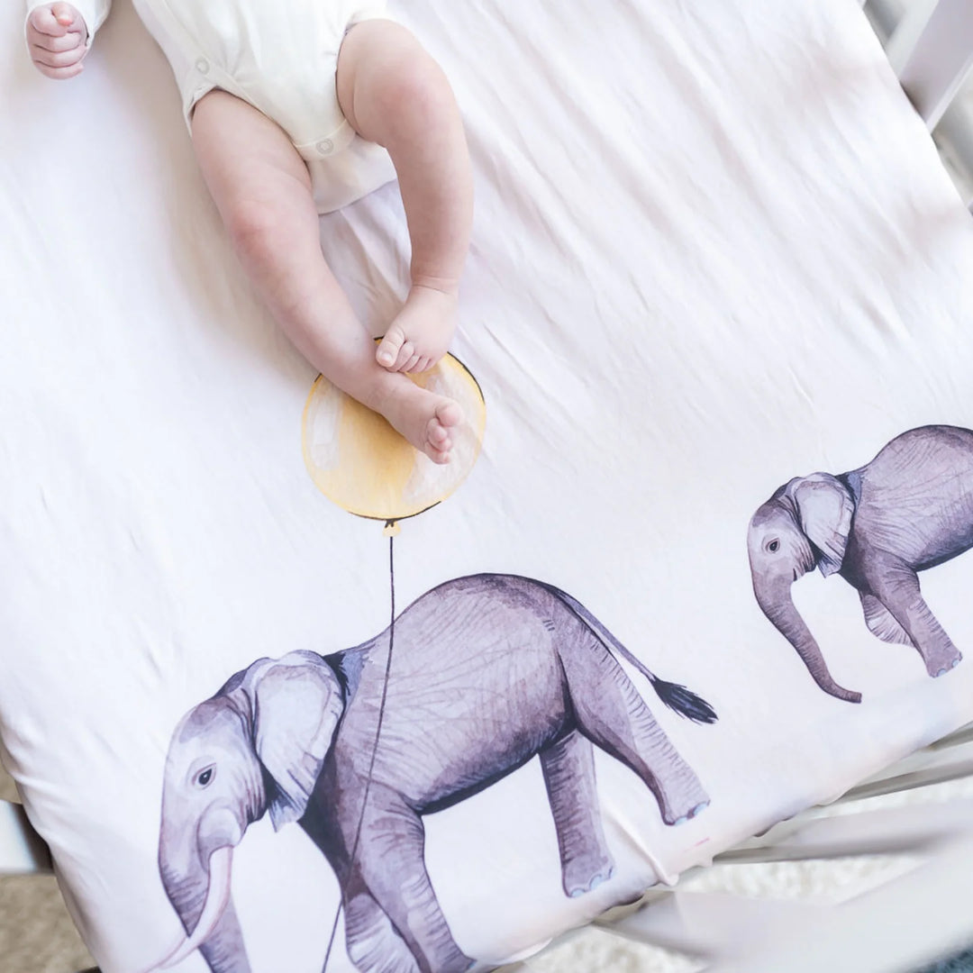 EX DISPLAY Gilded Bird Elephant Parade Fitted Cot Sheet