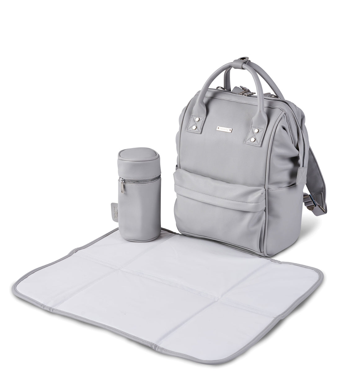 Bababing Vegan Leather Mani Backpack Changing Bag - Dove Grey