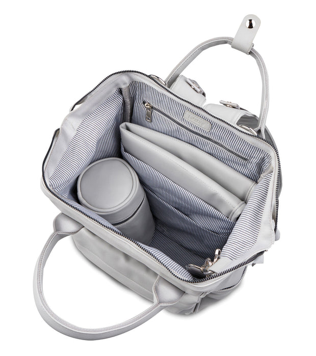 Bababing Vegan Leather Mani Backpack Changing Bag - Dove Grey