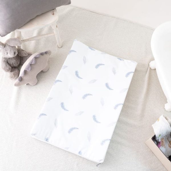 Gilded Bird Boho Feathers Blue Wedge Changing Mat