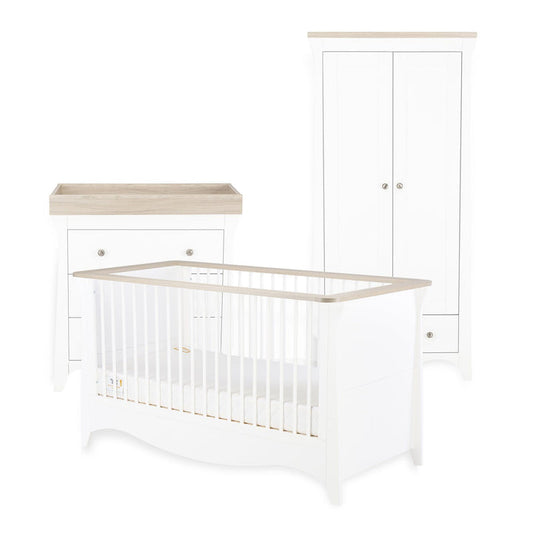 CuddleCo Clara 3 Piece Nursery Furniture Set  - White & Ash