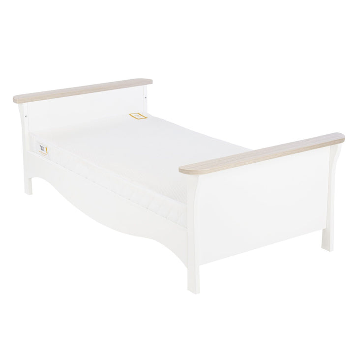 Clara 3 Piece Nursery Furniture Set (Cot Bed, Wardrobe & Dresser) - White & Ash