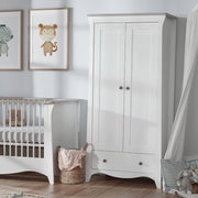 Clara 3 Piece Nursery Furniture Set (Cot Bed, Wardrobe & Dresser) - White & Ash