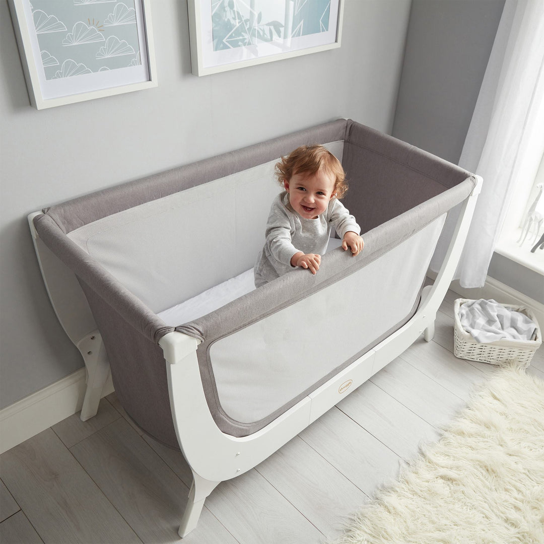 Shnuggle Air Crib & Cot Bundle - Stone + Fitted Sheets & Blanket