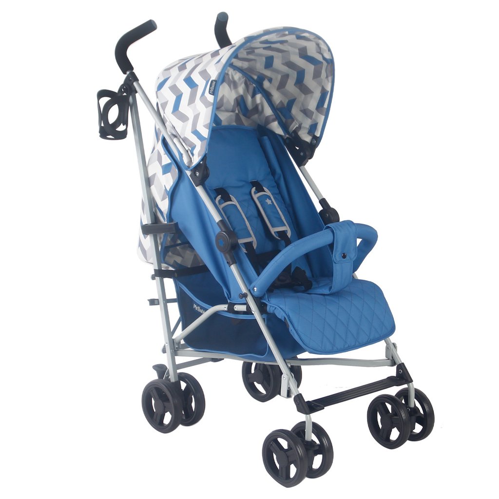 My Babiie Blue and Grey Chevron MB02 Lightweight Stroller