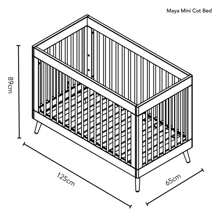 Obaby Maya Mini Cot Bed - White/Natural