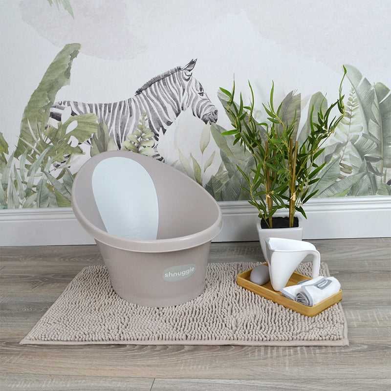 Shnuggle Baby Bath With Plug & Foam Backrest - Taupe