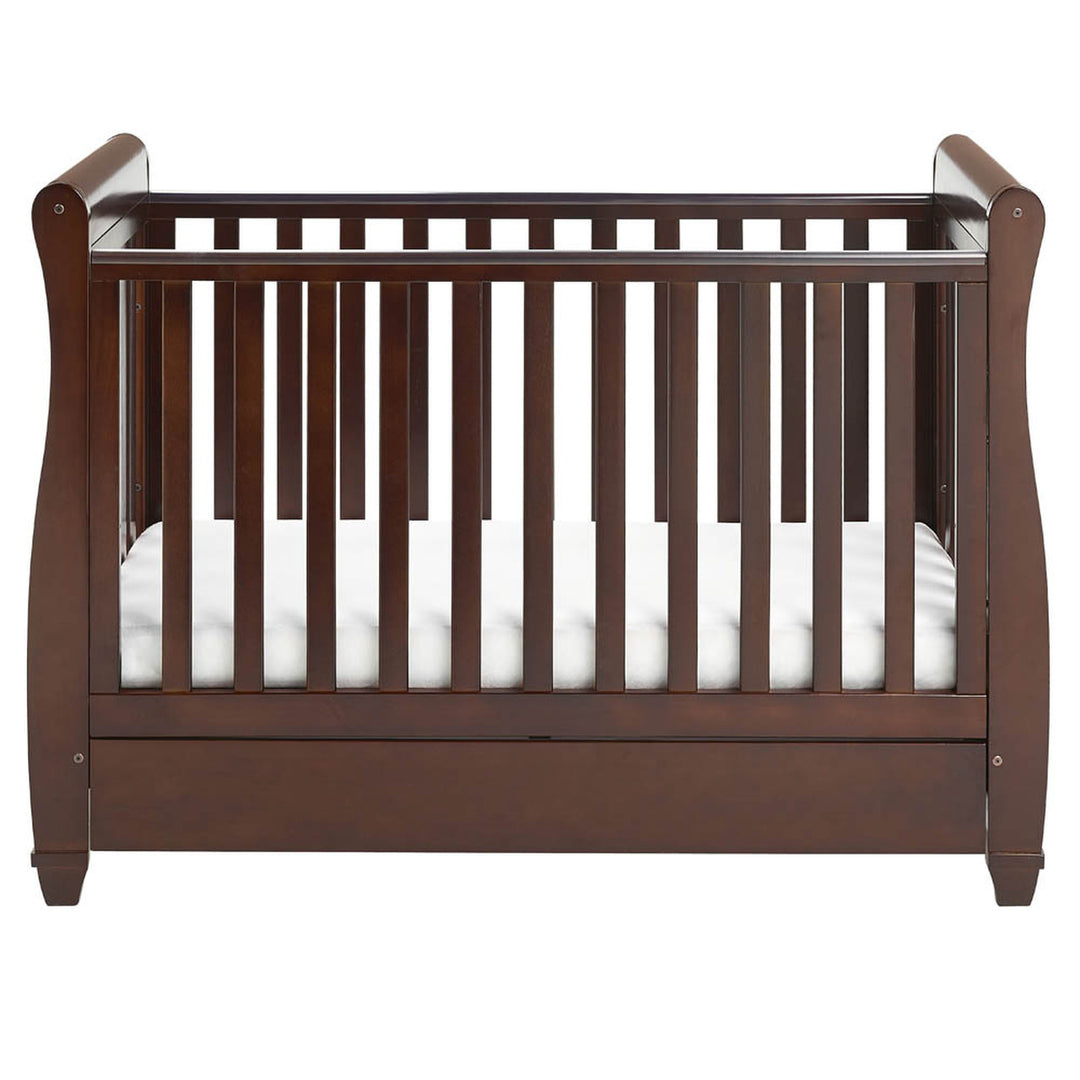 Babymore Eva Sleigh Drop Side Cot Bed - Brown