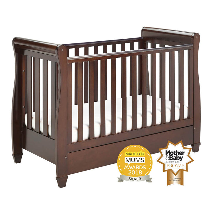 Babymore Eva Sleigh Drop Side Cot Bed - Brown