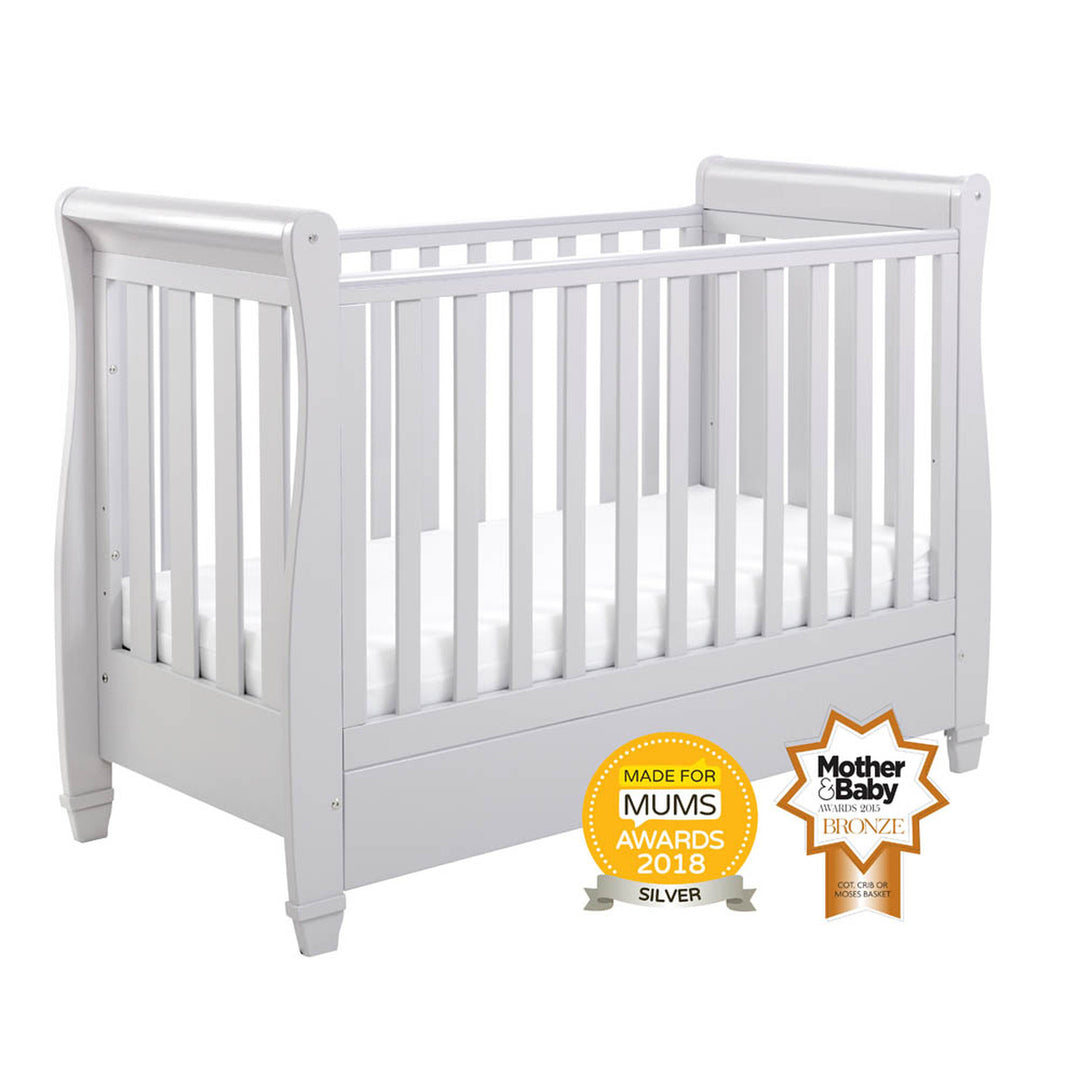 Babymore Eva Sleigh Drop Side Cot Bed - Grey