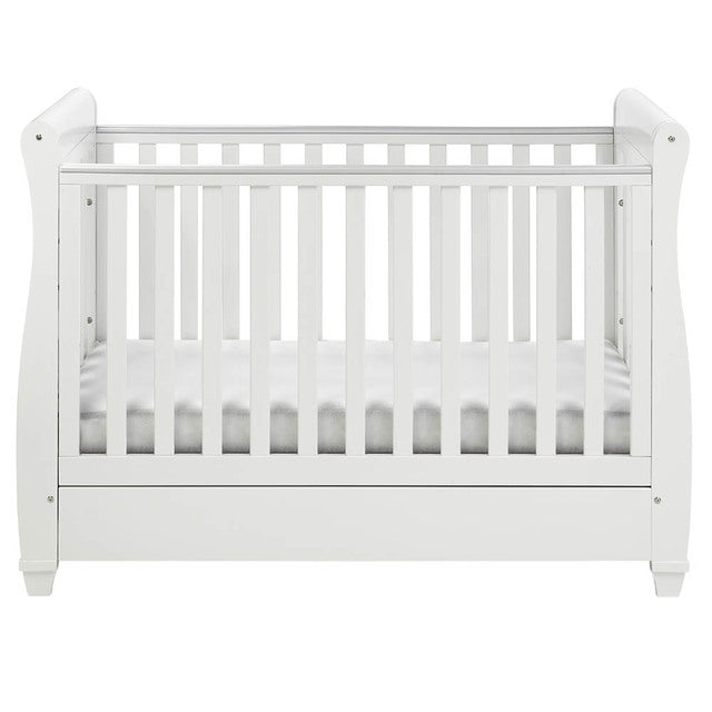 Babymore Eva Sleigh Drop Side Cot Bed - White