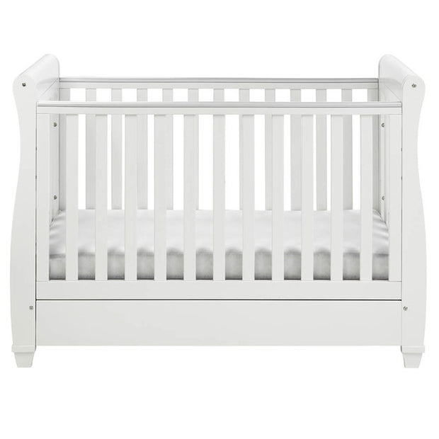 Babymore Eva Sleigh Drop Side Cot Bed - White