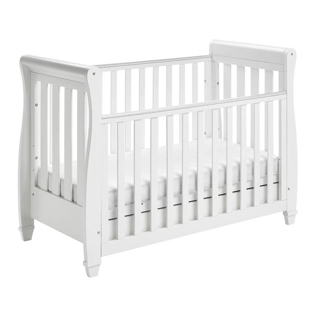 Babymore Eva Sleigh Drop Side Cot Bed - White