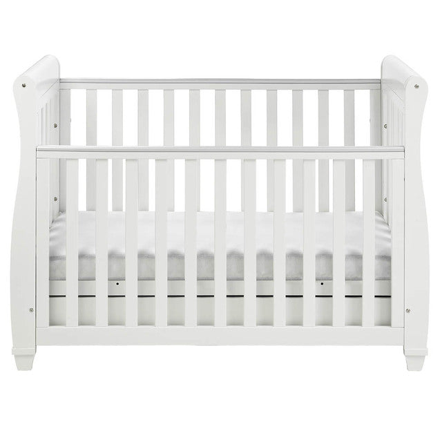 Babymore Eva Sleigh Drop Side Cot Bed - White